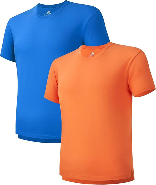 2-Pack Men’s Heavyweight Crewneck T-Shirts, Cotton Casual Tees with Side Slit