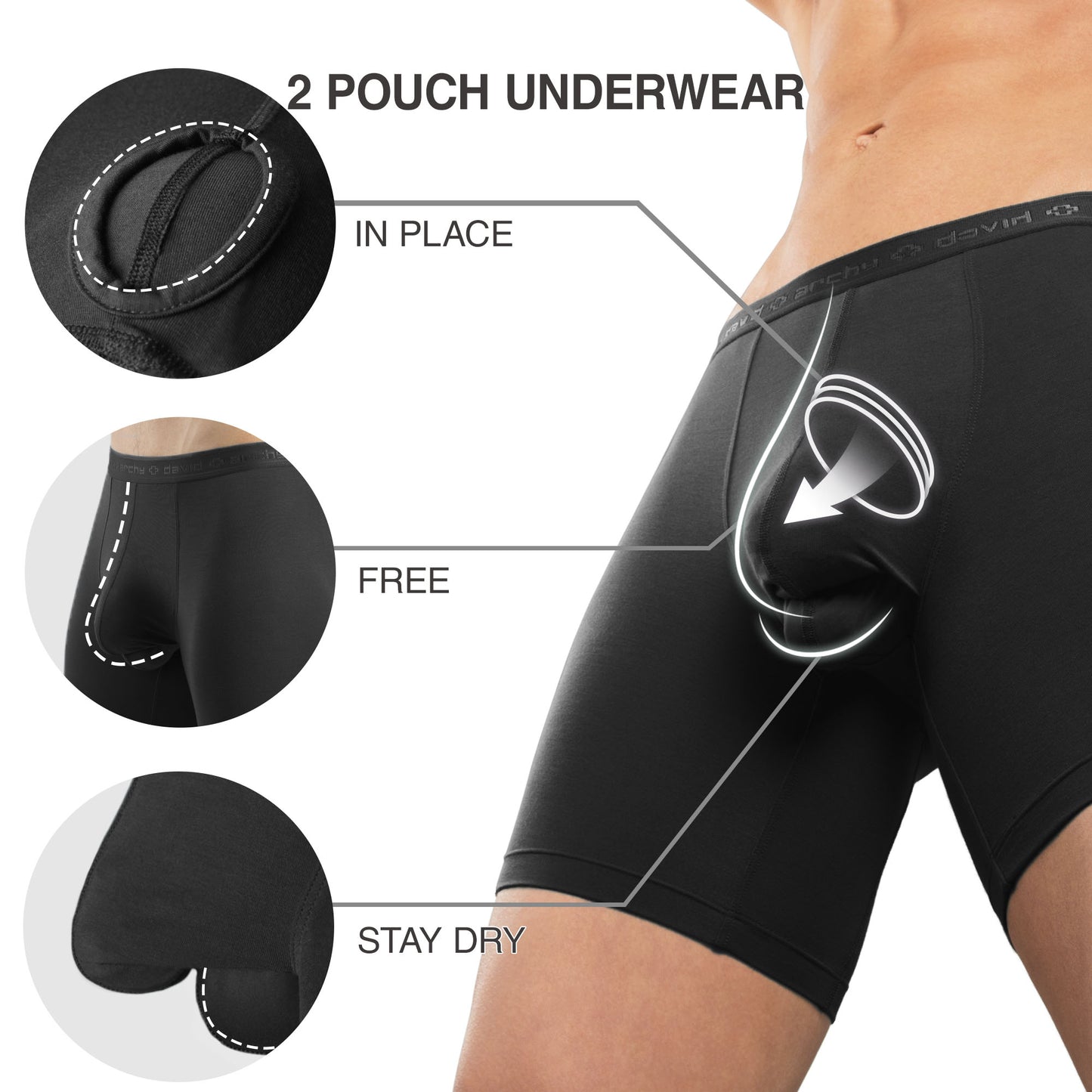 Micro Modal Men's Dual Pouch Trunks – Supportive Boxer Briefs, 4 Pack