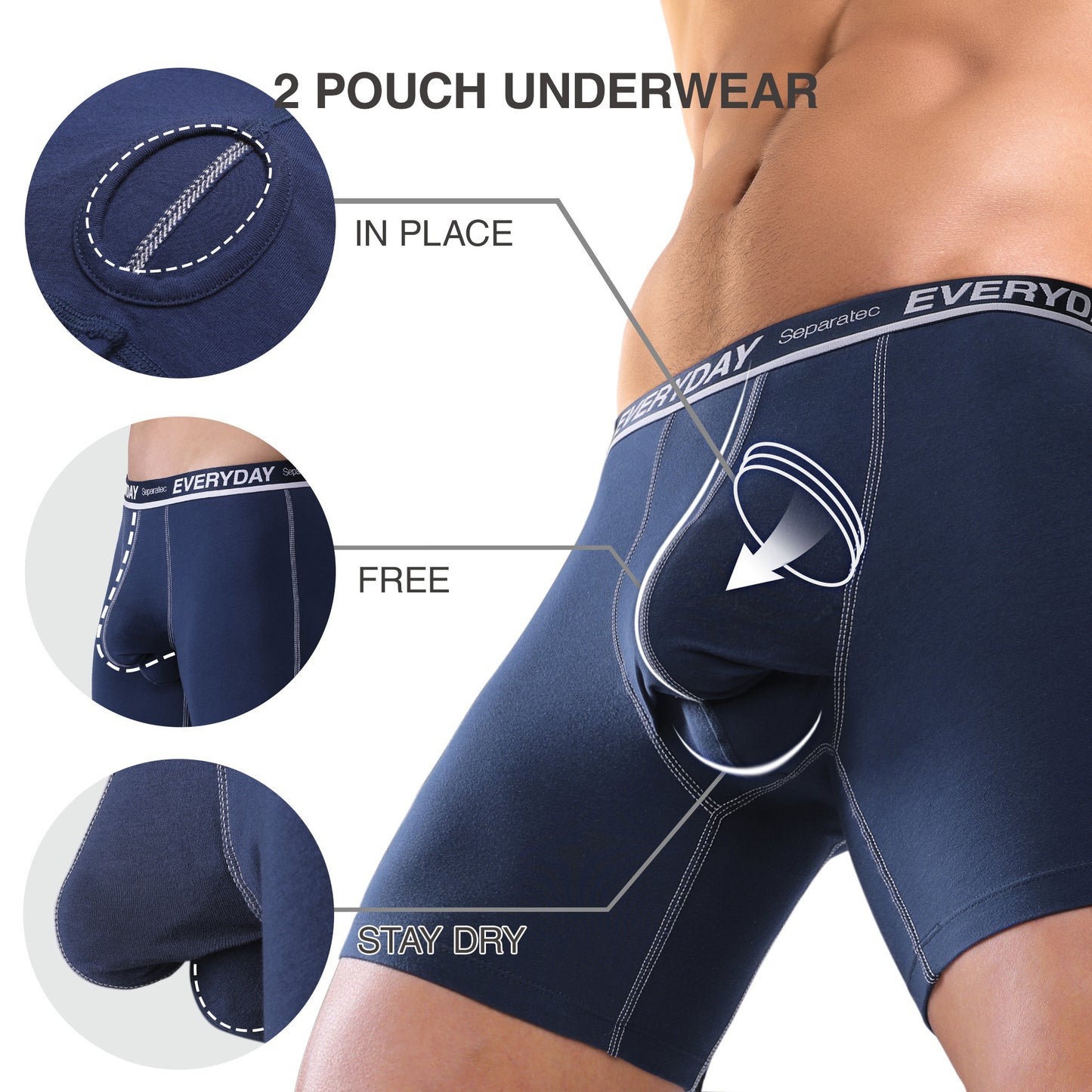 Men's Silk Touch Bamboo Rayon Dual Puch Boxer Briefs, 7 Pack
