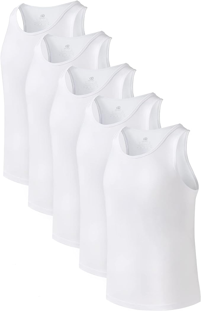 5 Pack Men's Moisture-Wicking Bamboo Rayon Tank Tops