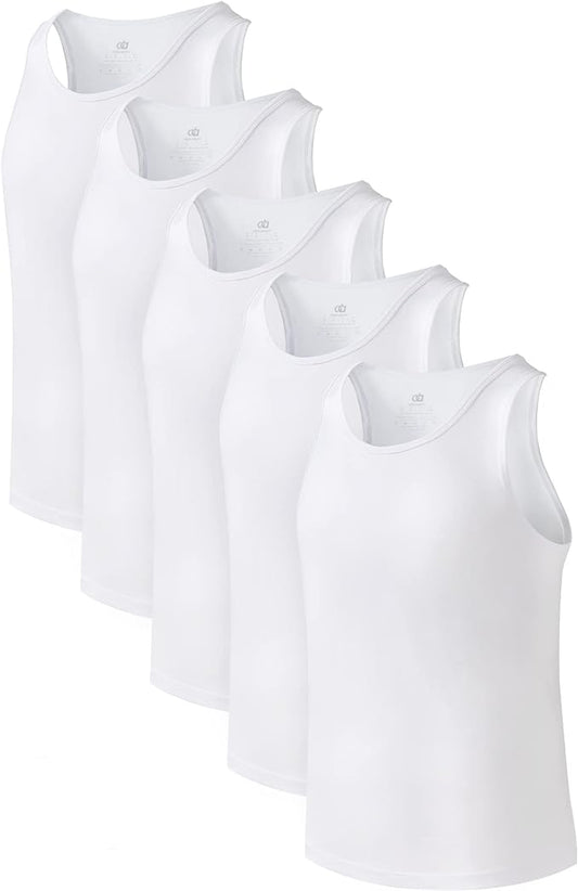 5 Pack Men's Moisture-Wicking Bamboo Rayon Tank Tops