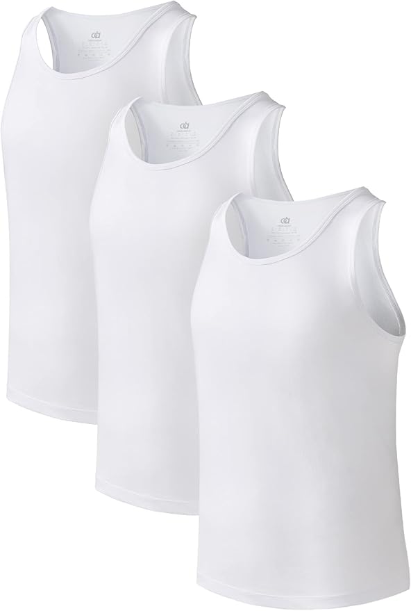 3 Pack Men's Moisture-Wicking Bamboo Rayon Tank Tops