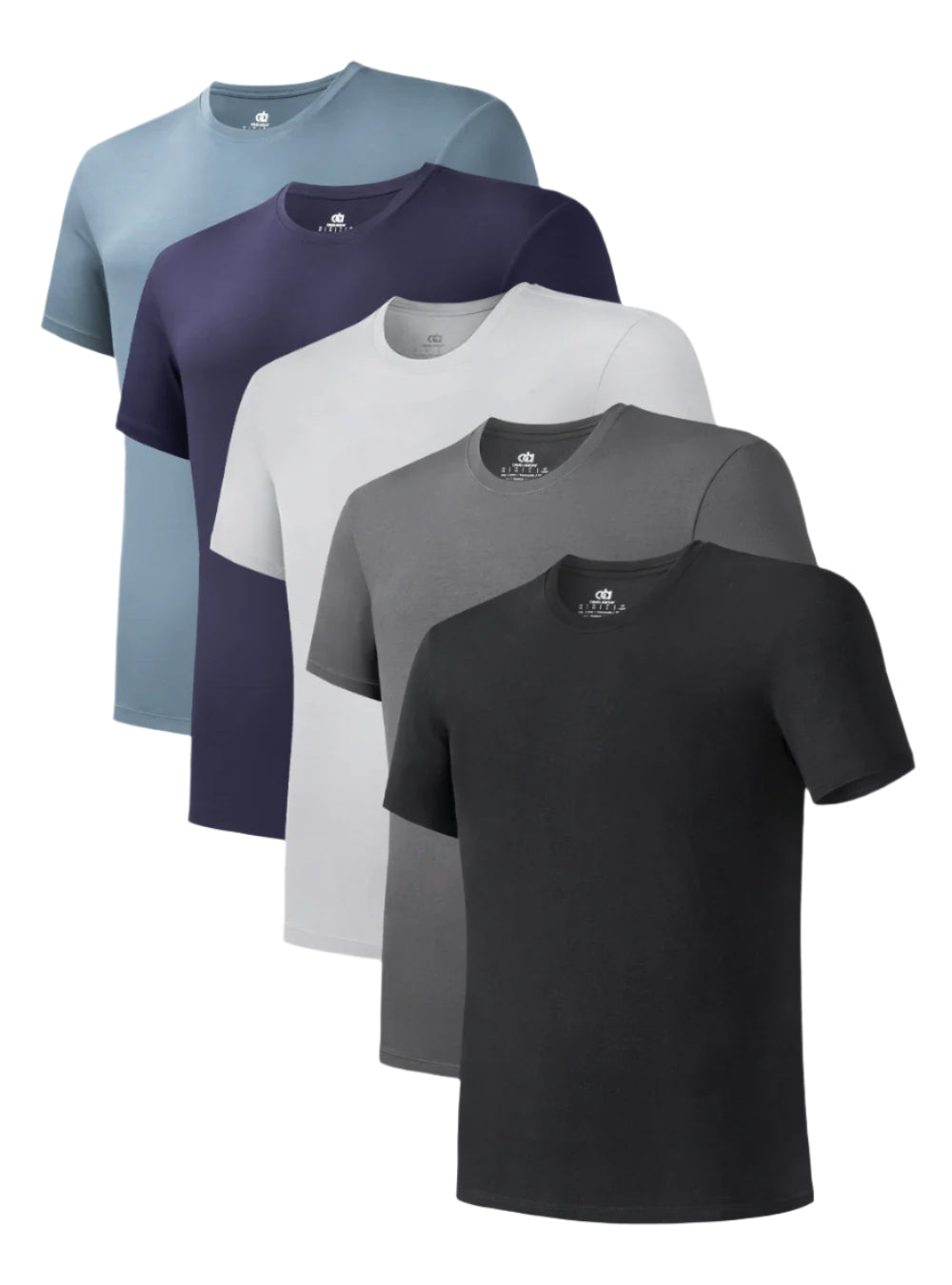 Men's Bamboo Rayon Crewneck Tees, Moisture-Wicking, Stretchy Undershirts – 5 Pack