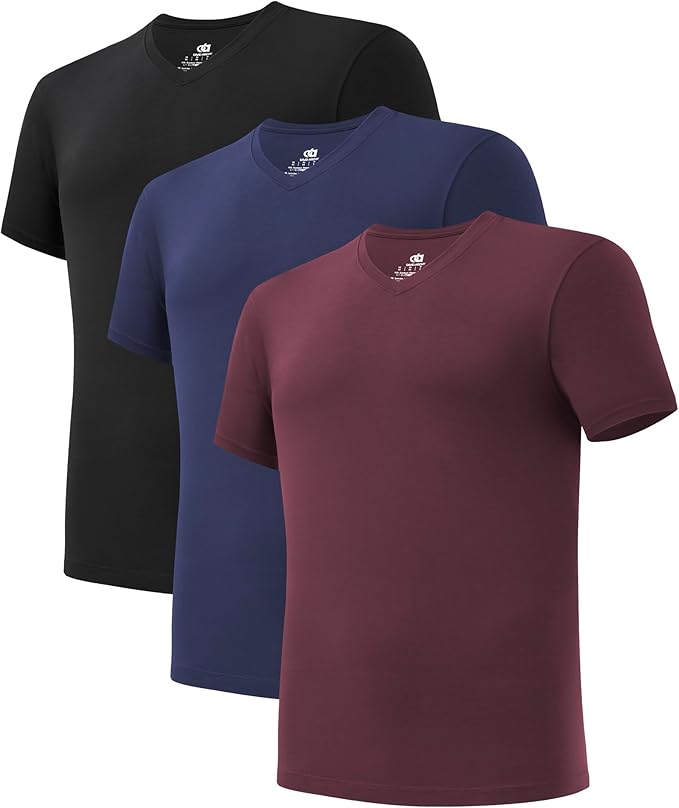 Men's Bamboo Rayon Undershirts V-Neck Tees – Moisture-Wicking, 3 Pack