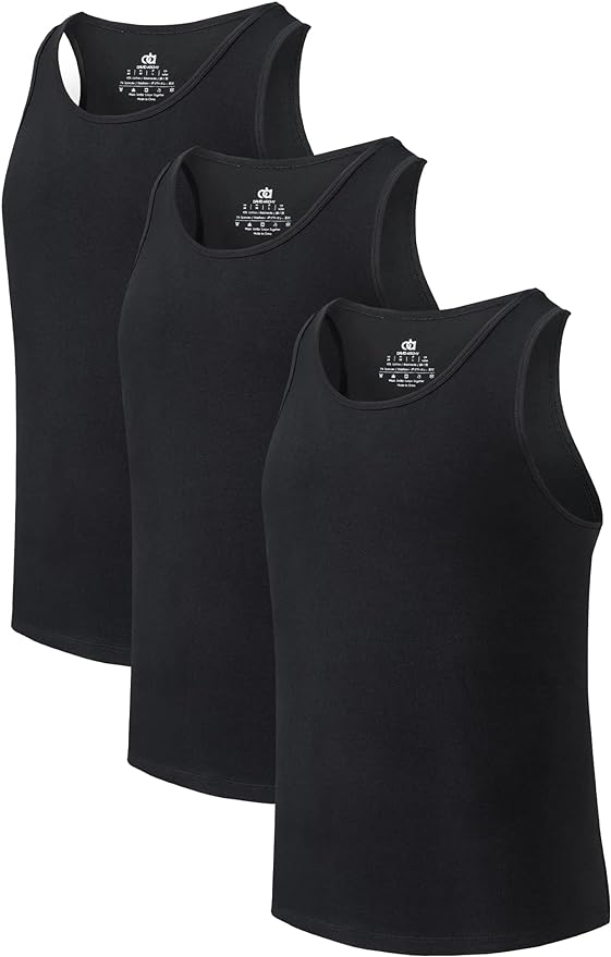 3 Pack Men's Moisture-Wicking Bamboo Rayon Tank Tops