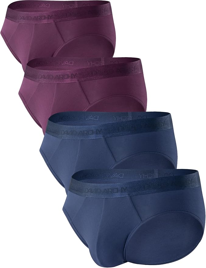 Men's Micro Modal Briefs – Soft, Comfortable No Fly Underwear with Support Pouch, 4 Pack