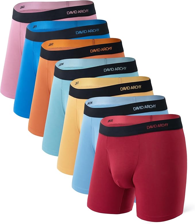 Men's Everyday Bamboo Rayon 3D Pouch Boxer Briefs – 7 Pack