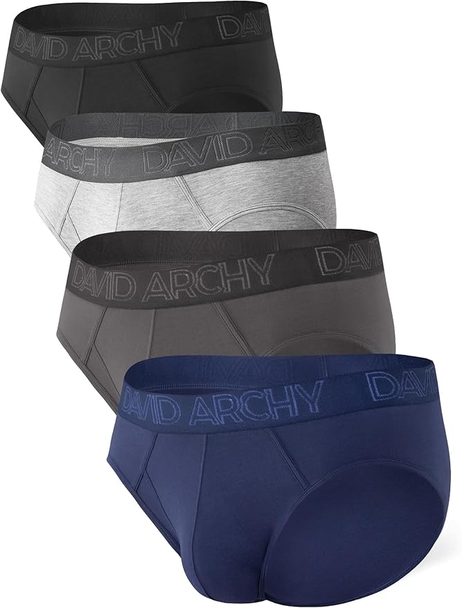 Men's Bold Letters Moisture Wicking Bamboo Rayon Briefs, 4 Pack