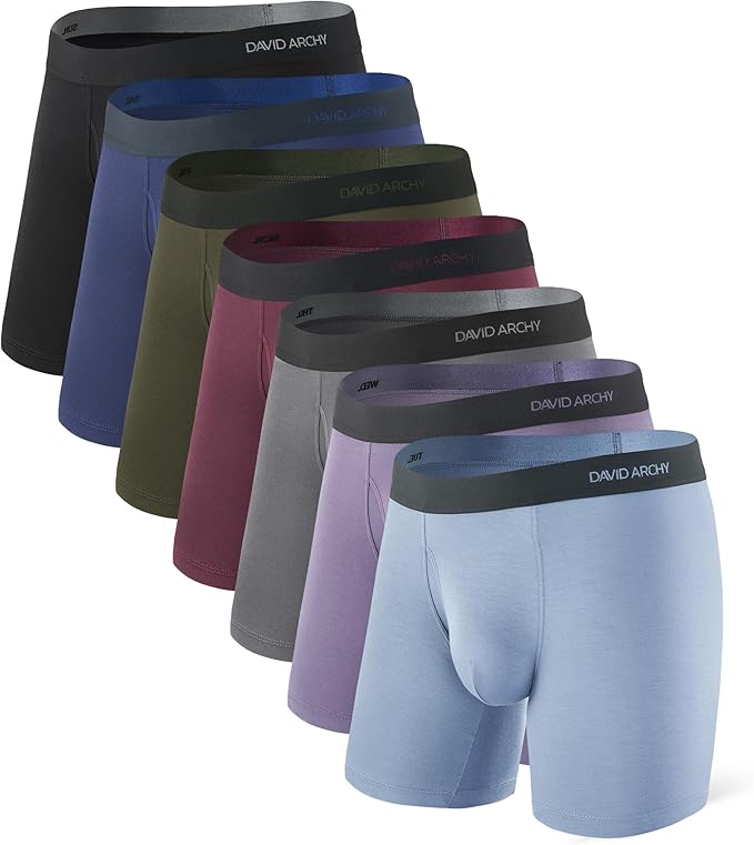 Men's Everyday Bamboo Rayon 3D Pouch Boxer Briefs – 7 Pack