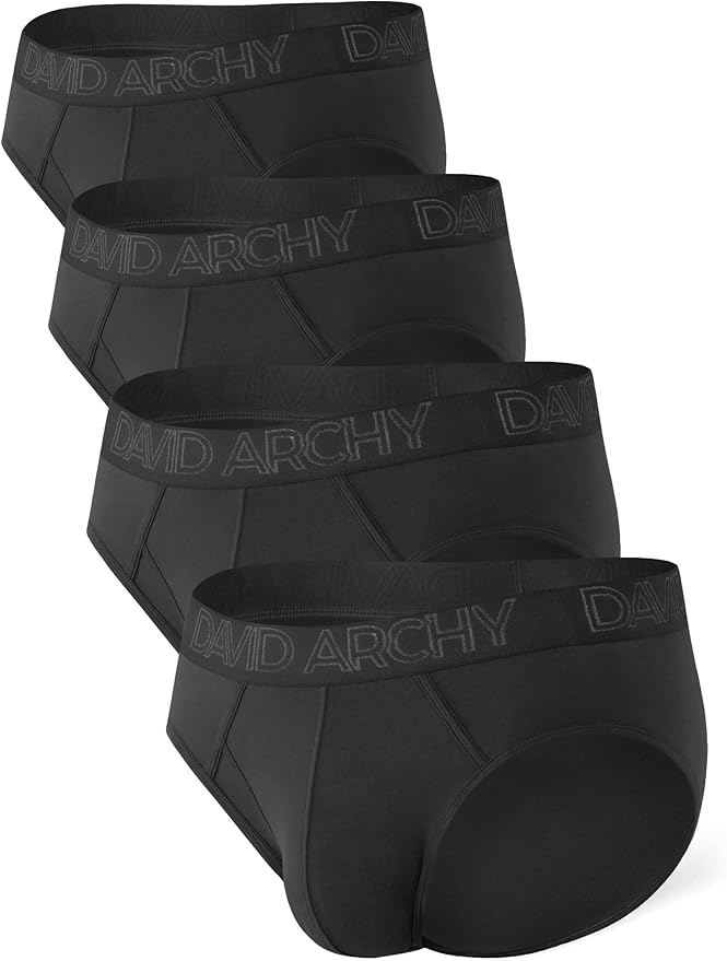 Men's Bold Letters Moisture Wicking Bamboo Rayon Briefs, 4 Pack