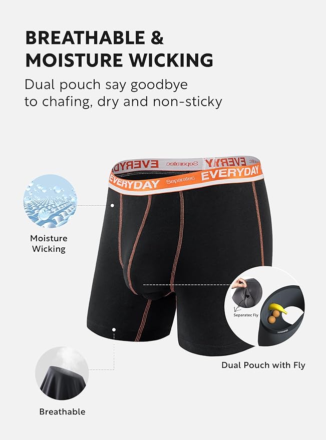 Men's Silk Touch Bamboo Rayon Dual Puch Boxer Briefs, 7 Pack