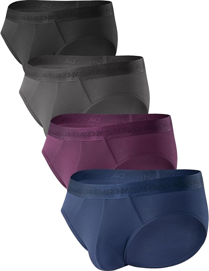 Men's Micro Modal Briefs – Soft, Comfortable No Fly Underwear with Support Pouch, 4 Pack