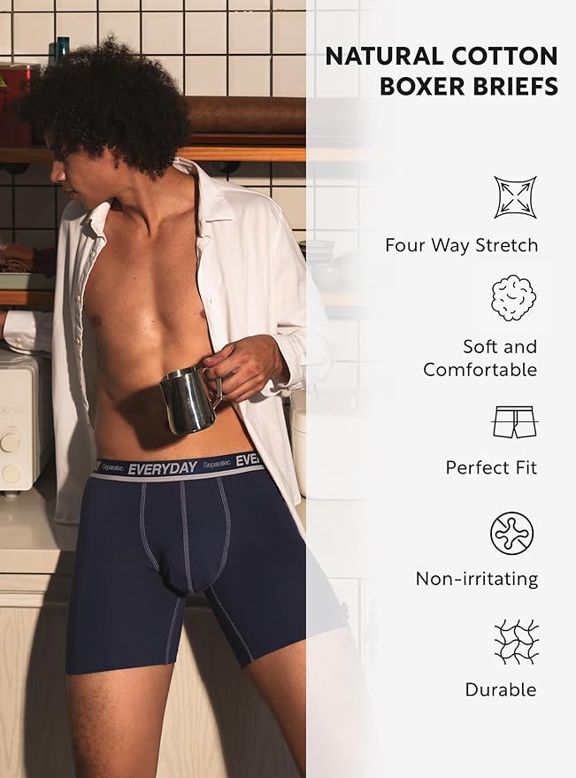 Men's Silk Touch Bamboo Rayon Dual Puch Boxer Briefs, 7 Pack
