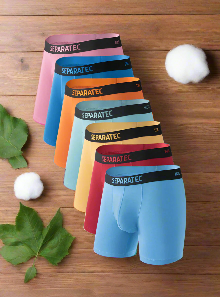 Men's Silk Touch Bamboo Rayon Dual Puch Boxer Briefs, 7 Pack
