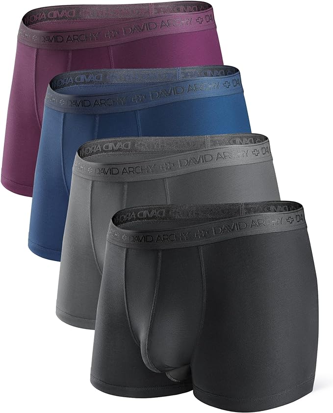 Micro Modal Men's Dual Pouch Trunks – Supportive Boxer Briefs, 4 Pack