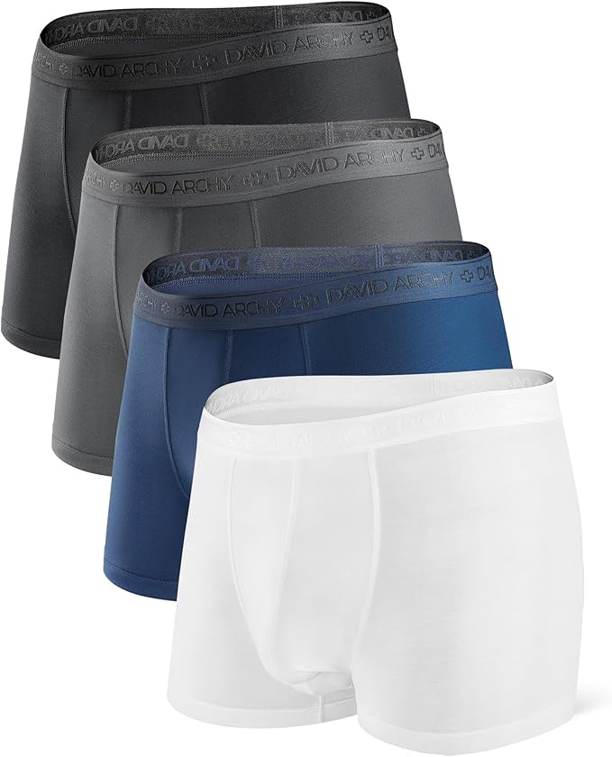 Micro Modal Men's Dual Pouch Trunks – Supportive Boxer Briefs, 4 Pack