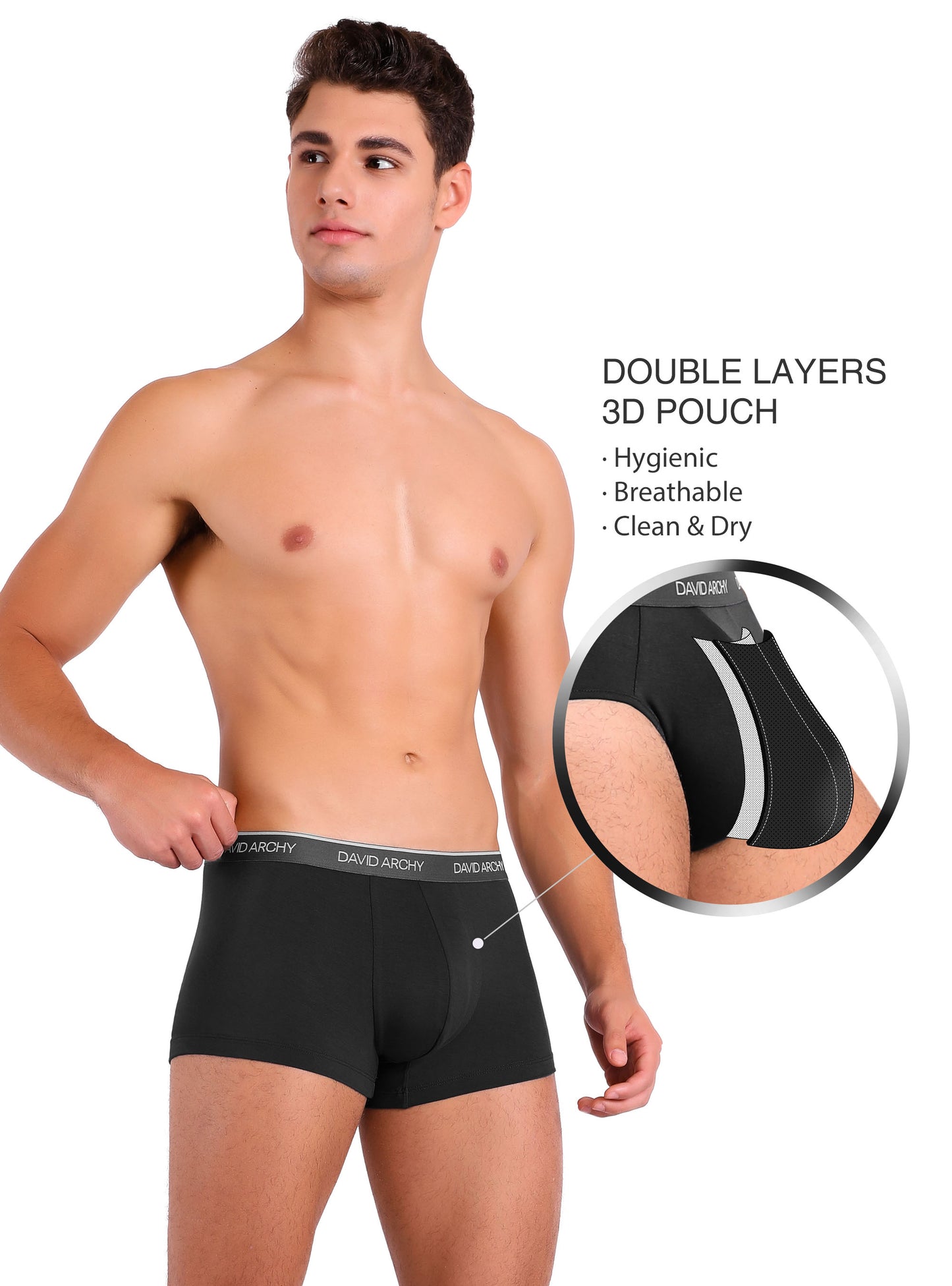 4 Pack Men's Bamboo Rayon Trunks – No Fly Underwear with Pouch