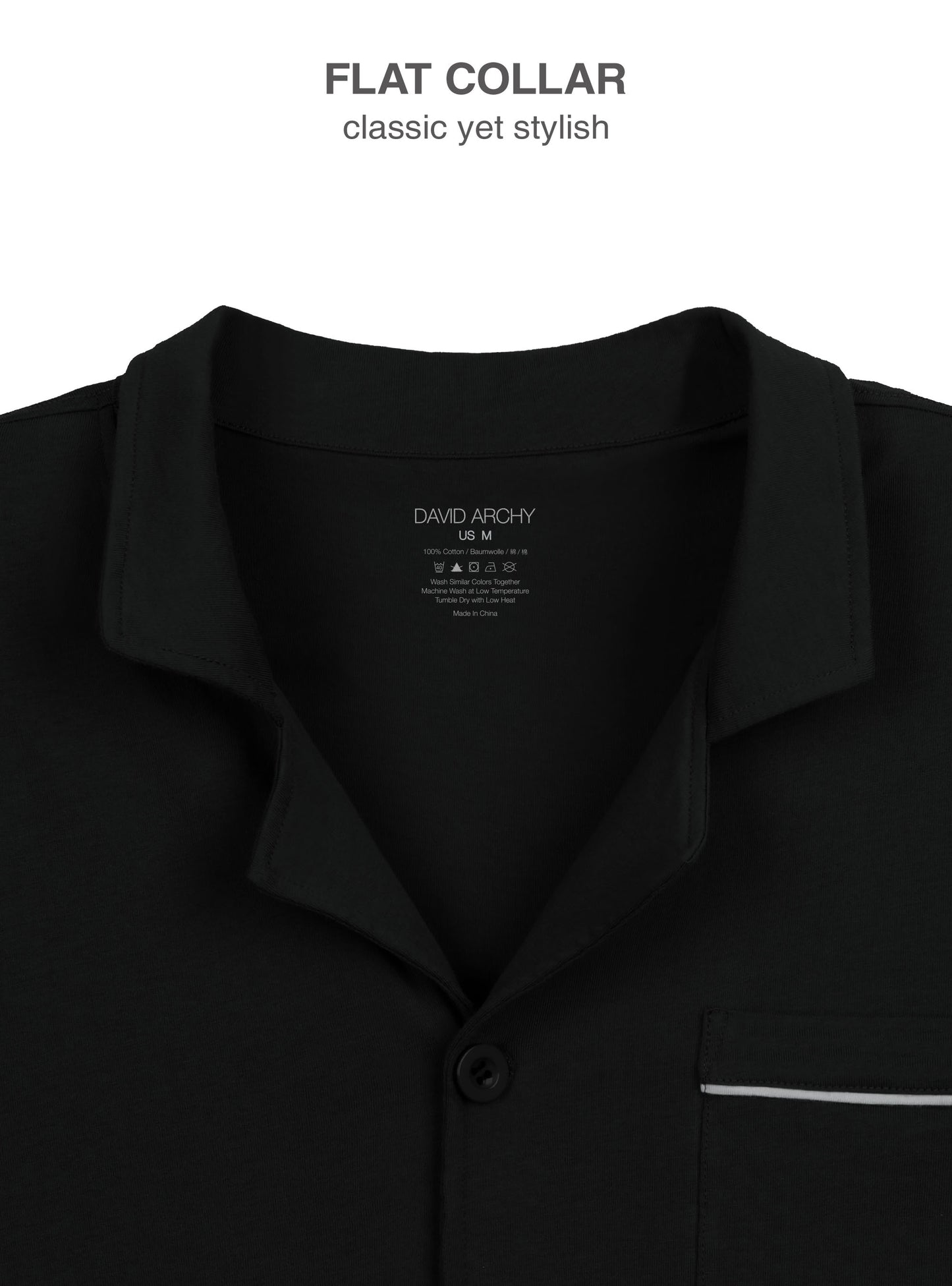 Men's Cotton Pajama Set – Soft Long Sleeve Sleepwear with Notched Collar, Pockets & Front Fly