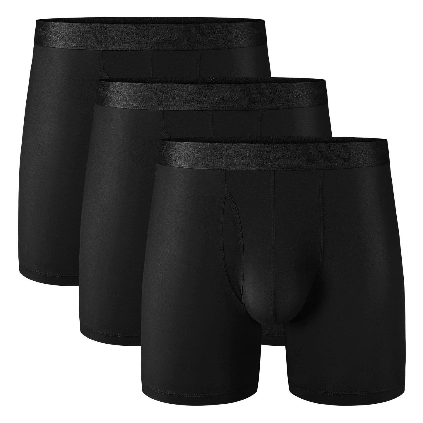 Men's Long Micro Modal Trunks – Ultra Soft Support Pouch Boxer Briefs, 3 Pack