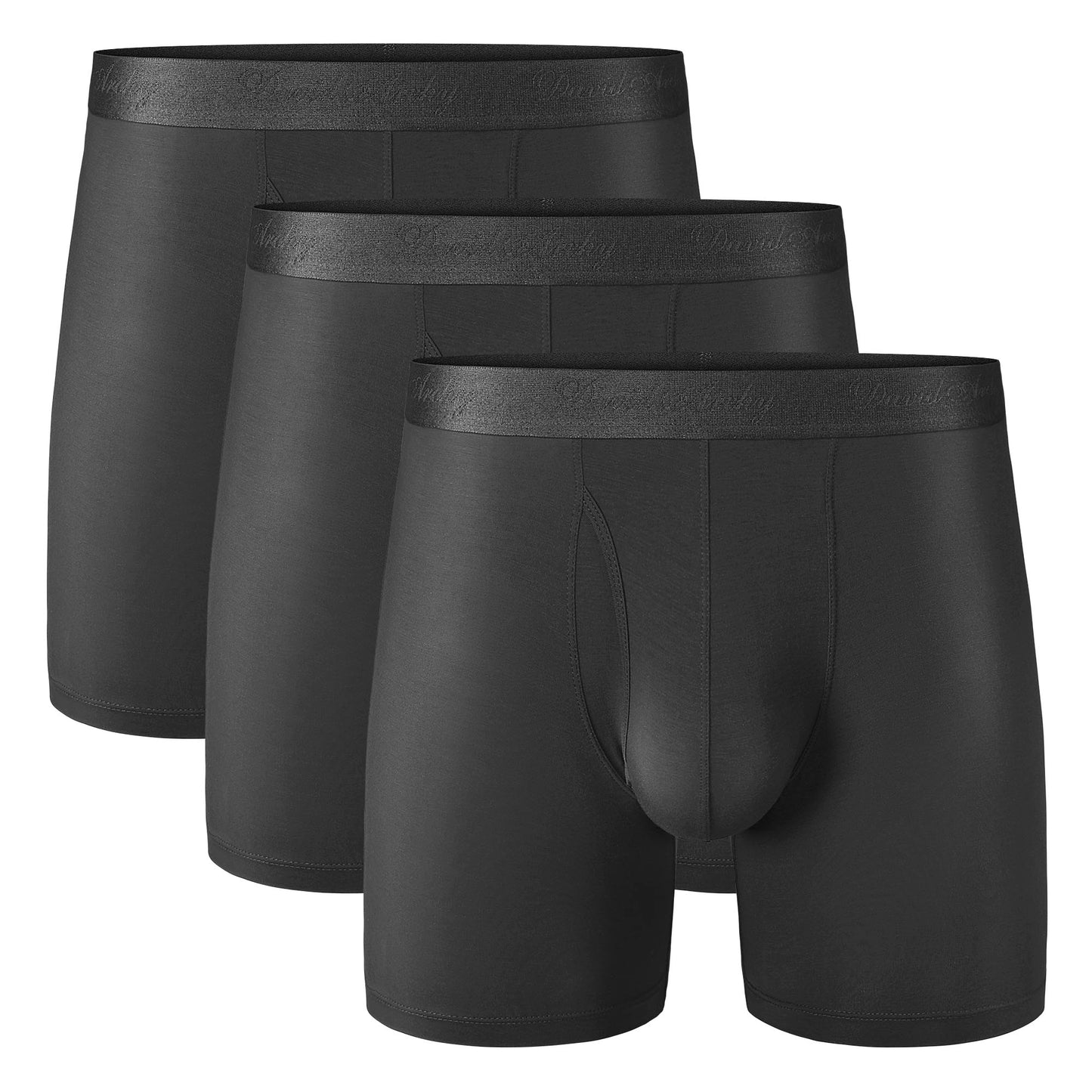 Men's Long Micro Modal Trunks – Ultra Soft Support Pouch Boxer Briefs, 3 Pack
