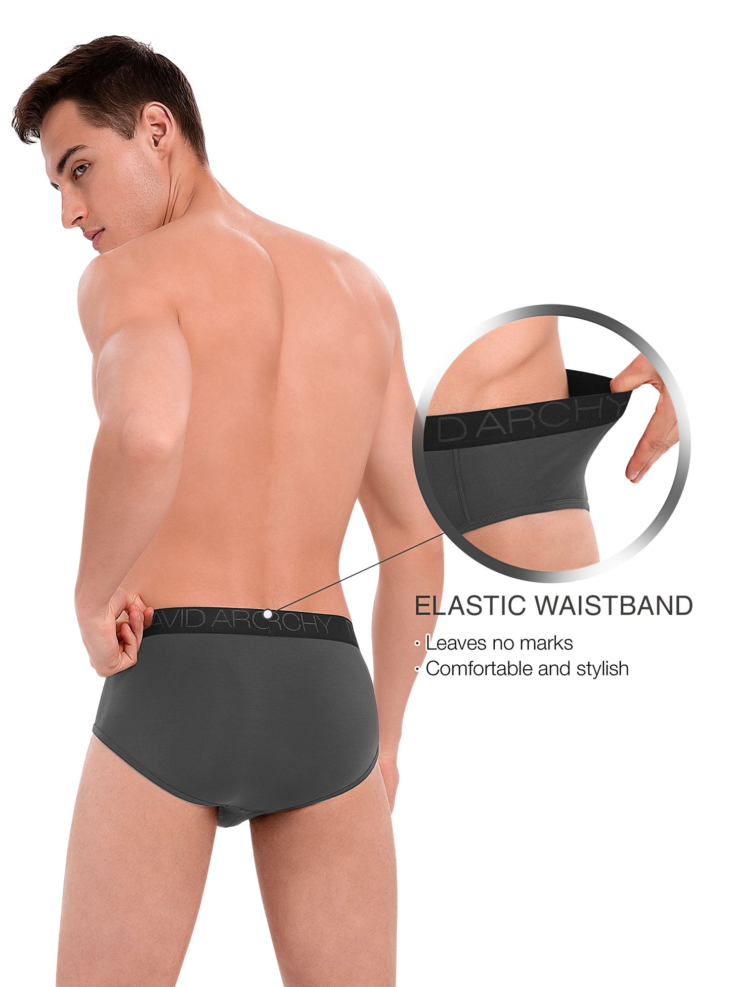 Men's Bamboo Rayon Flyless Briefs – Super Soft, Breathable 3D Pouch Underwear, 7 Pack