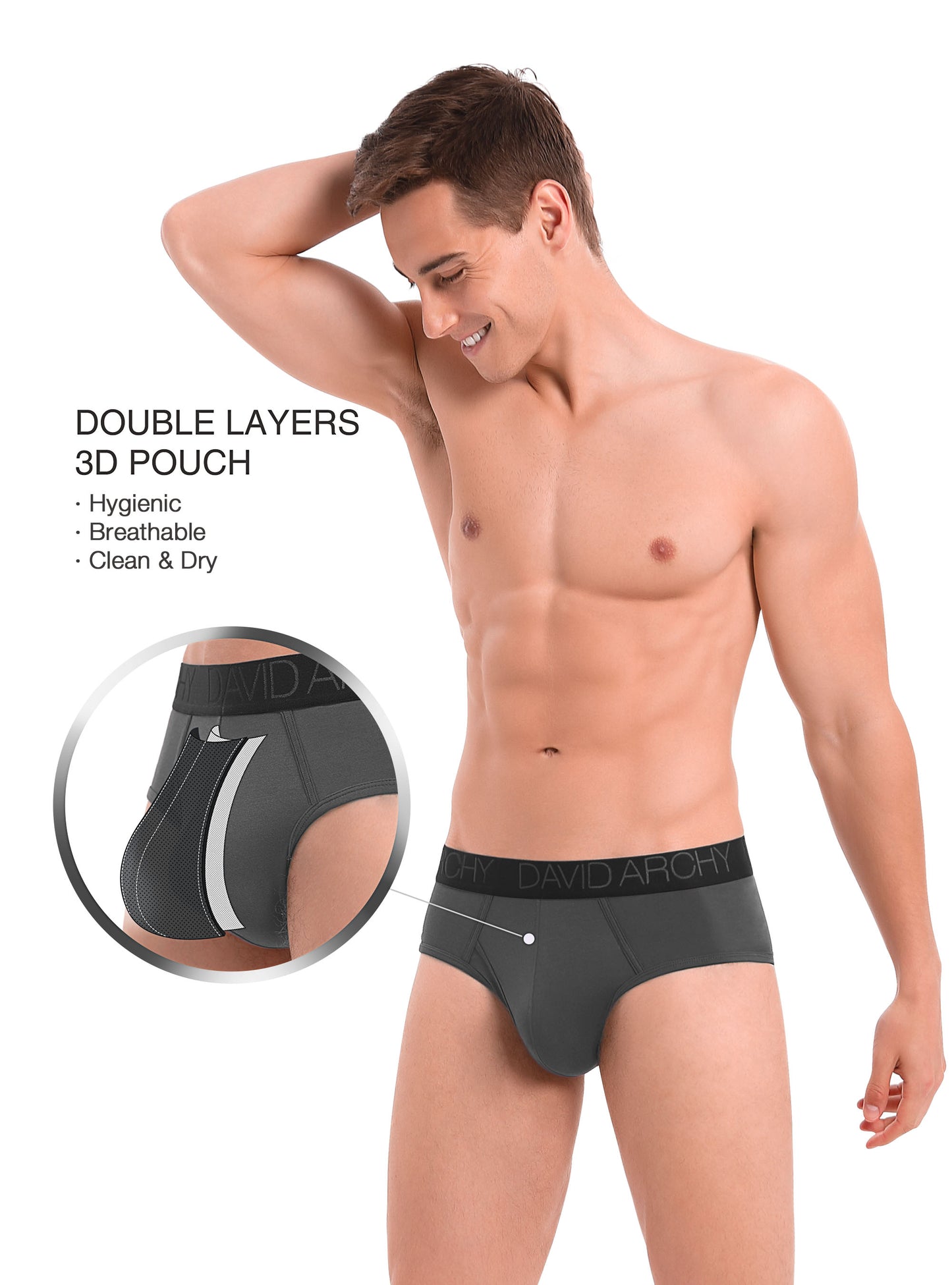 Men's Bamboo Rayon Flyless Briefs – Super Soft, Breathable 3D Pouch Underwear, 7 Pack