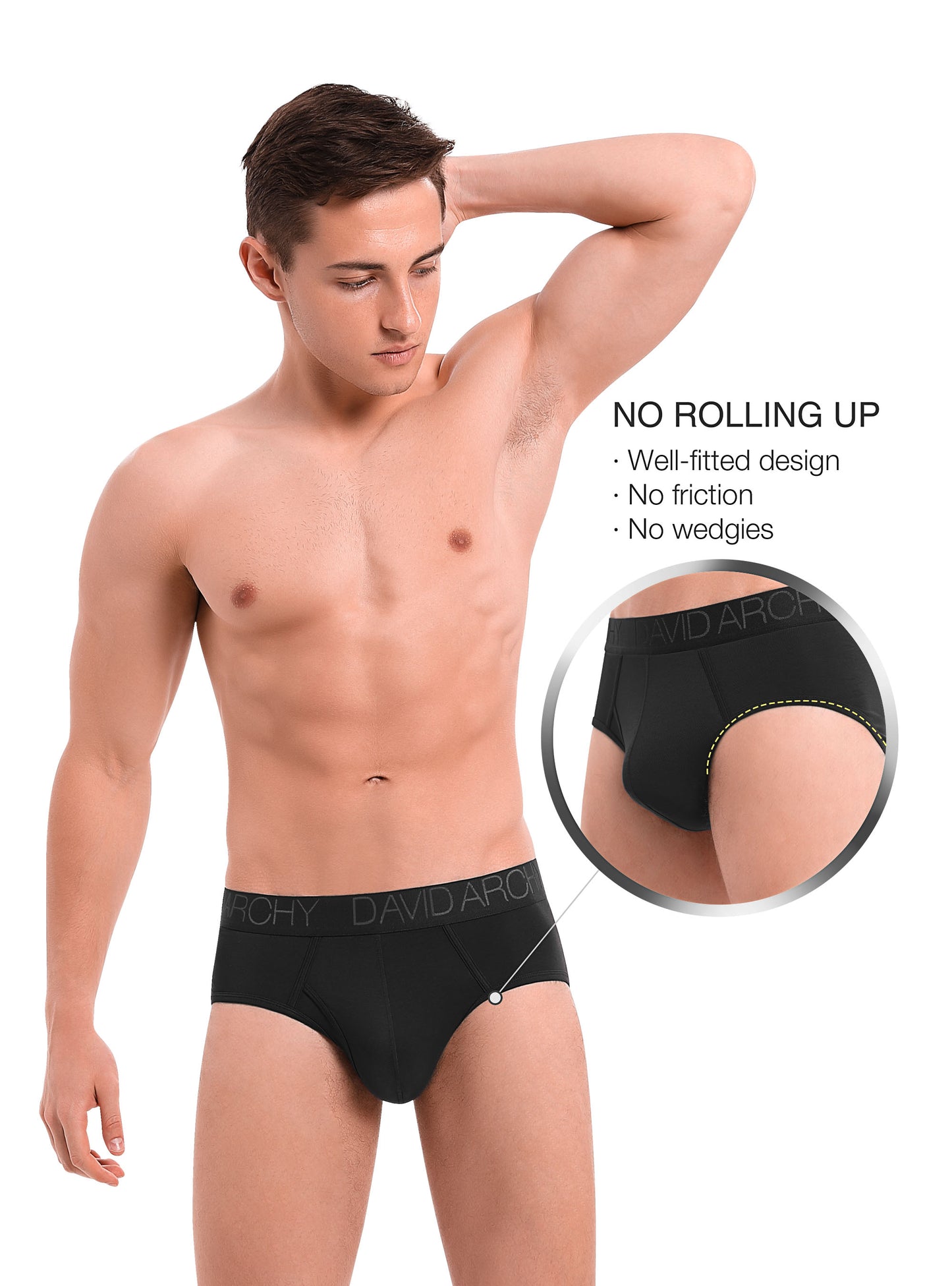 Men's Bamboo Rayon Flyless Briefs – Super Soft, Breathable 3D Pouch Underwear, 7 Pack
