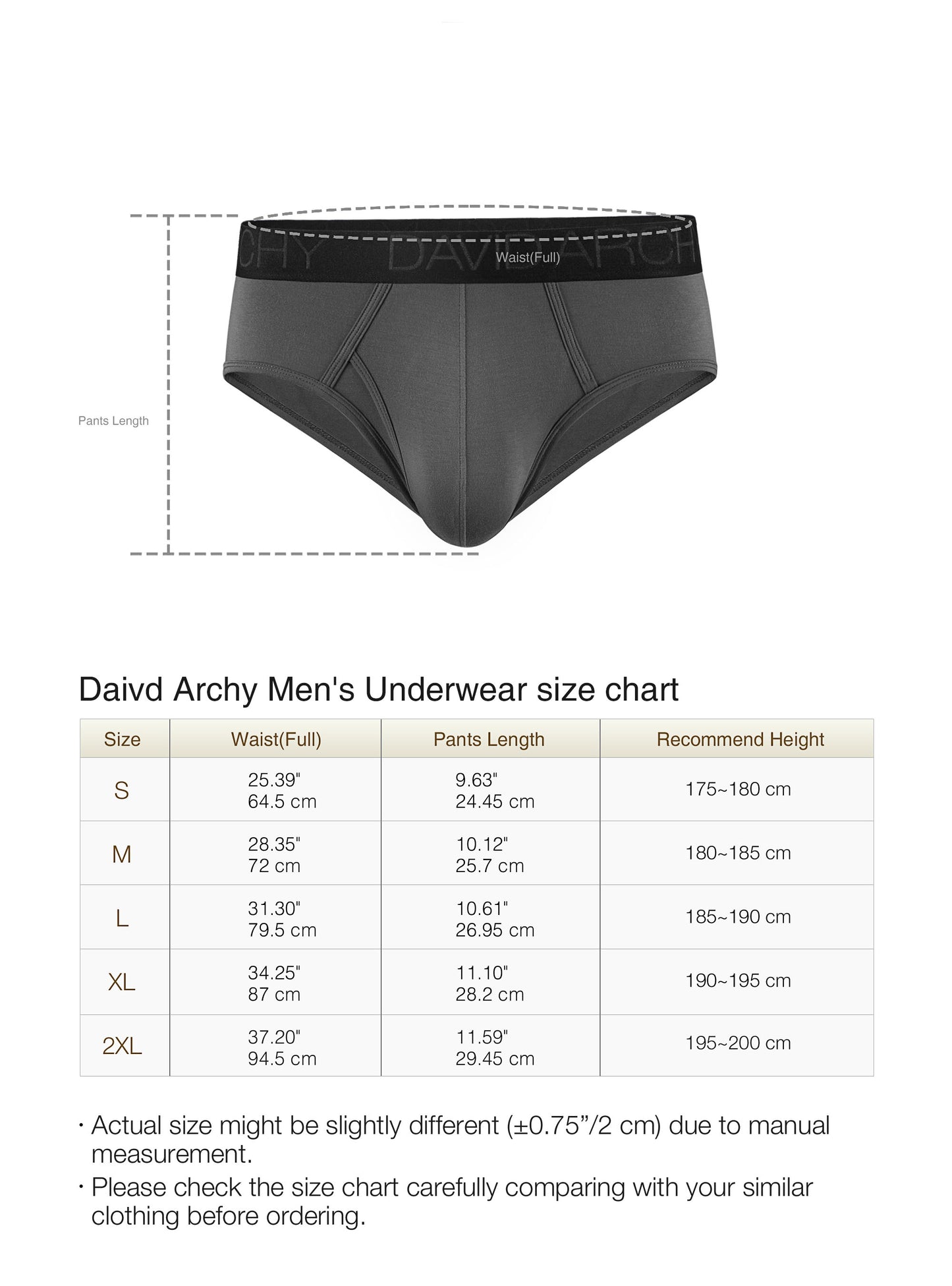 Men's Bamboo Rayon Flyless Briefs – Super Soft, Breathable 3D Pouch Underwear, 7 Pack