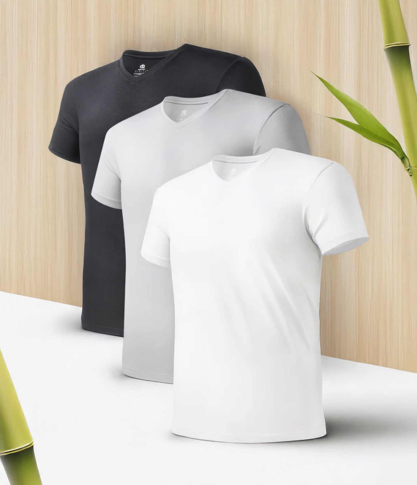 Men's Bamboo Rayon Undershirts V-Neck Tees – Moisture-Wicking, 3 Pack