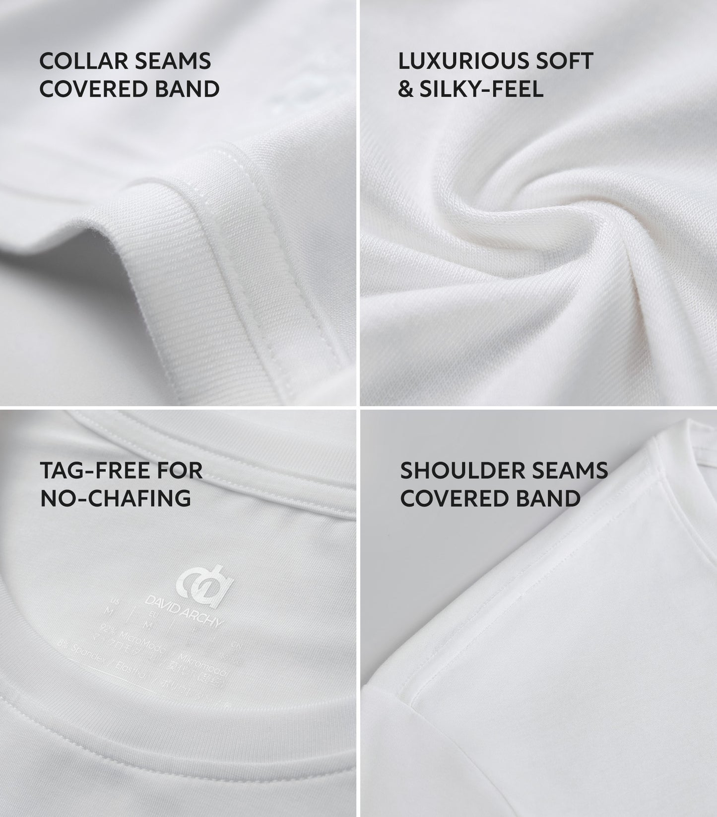 Men's Micro Modal Undershirts – Ultra Soft Stretch Crewneck Tees, 3-Pack