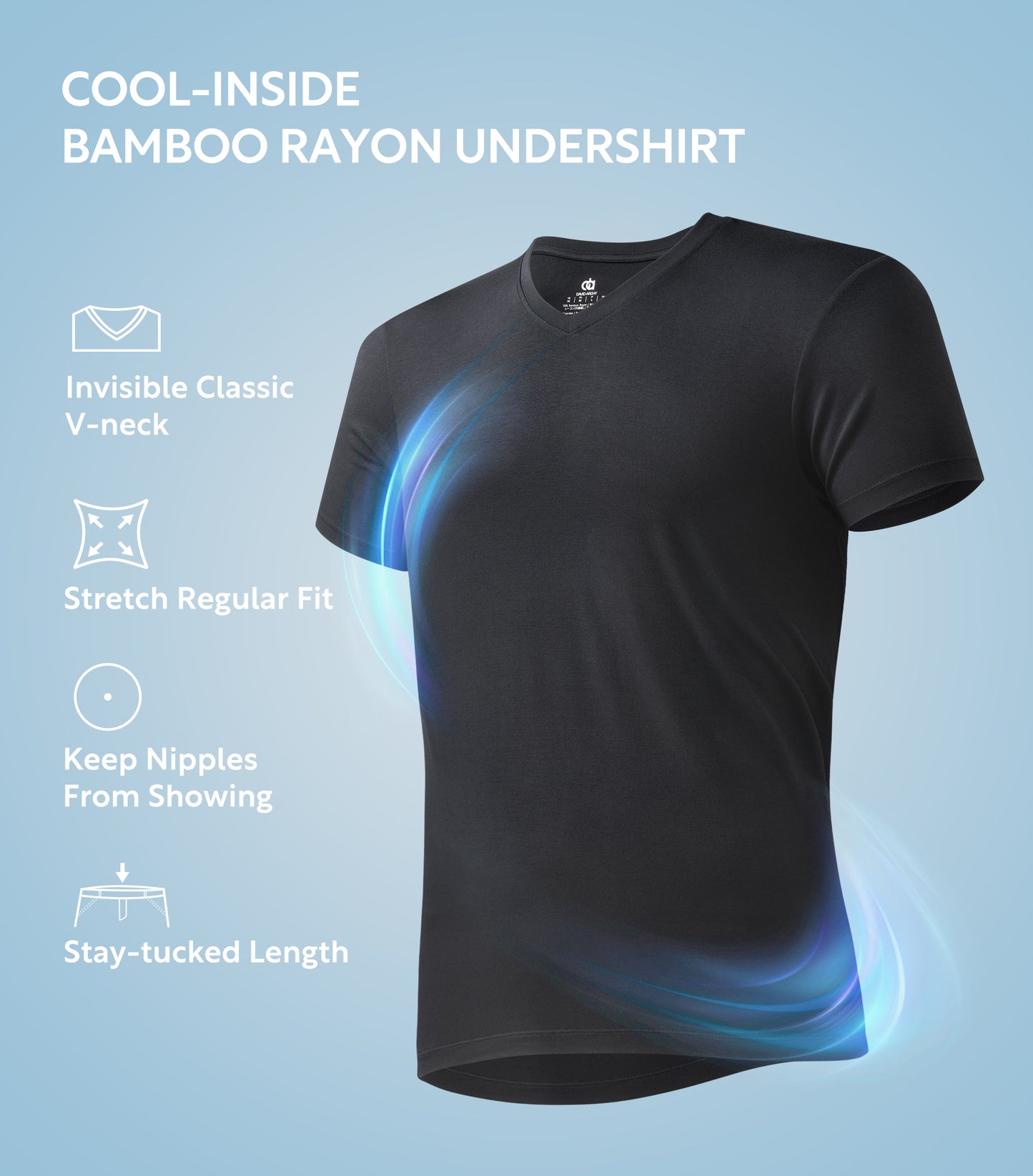 Men's Bamboo Rayon Undershirts V-Neck Tees – Moisture-Wicking, 3 Pack