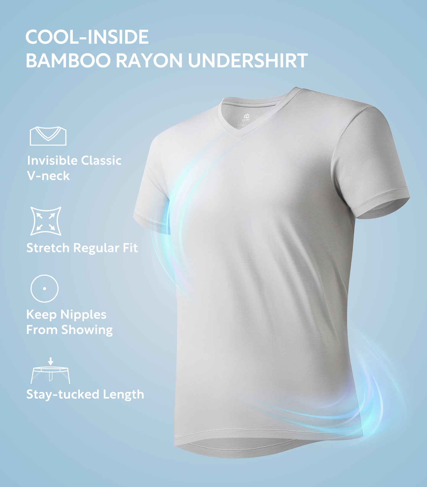 Men's Bamboo Rayon Undershirts V-Neck Tees – Moisture-Wicking, 3 Pack