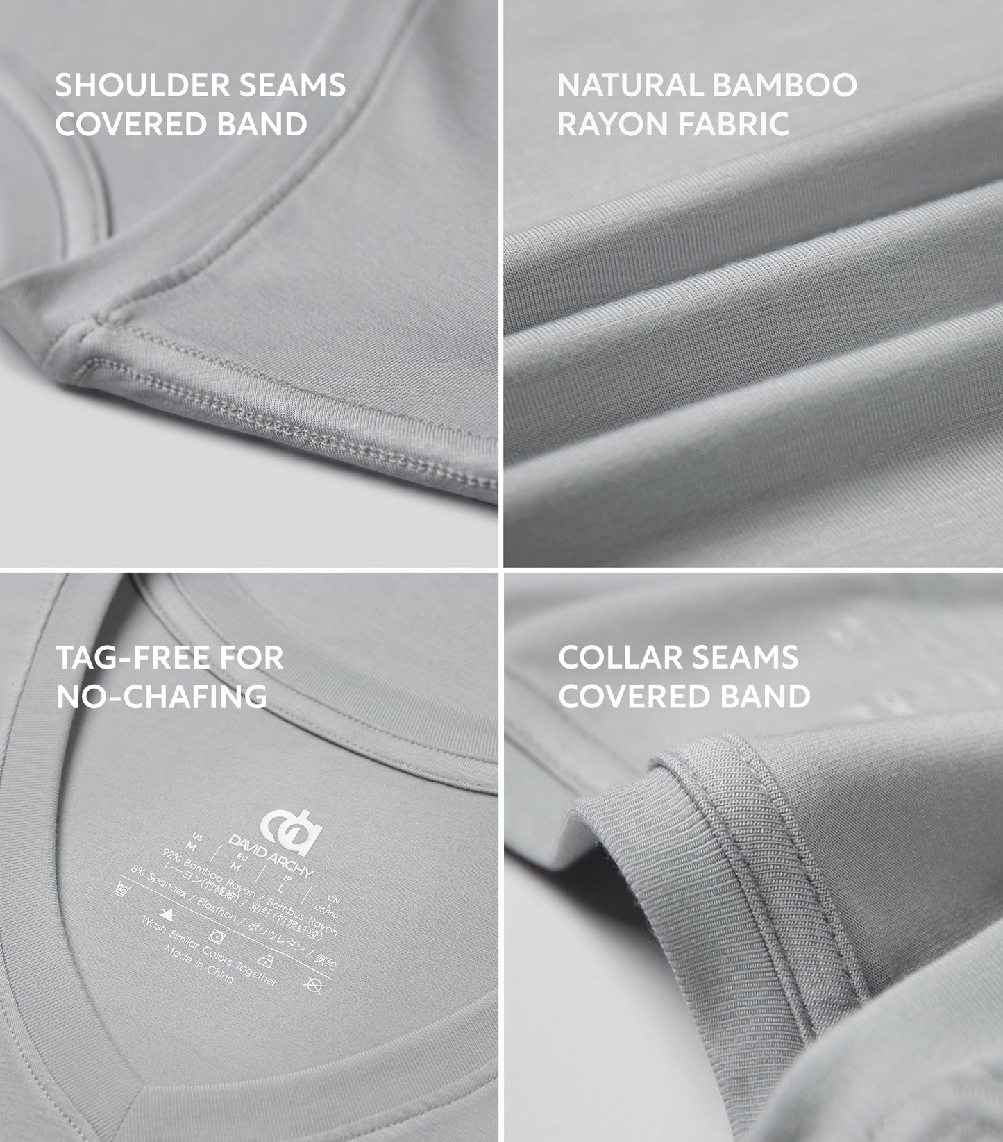 Men's Bamboo Rayon Undershirts V-Neck Tees – Moisture-Wicking, 3 Pack