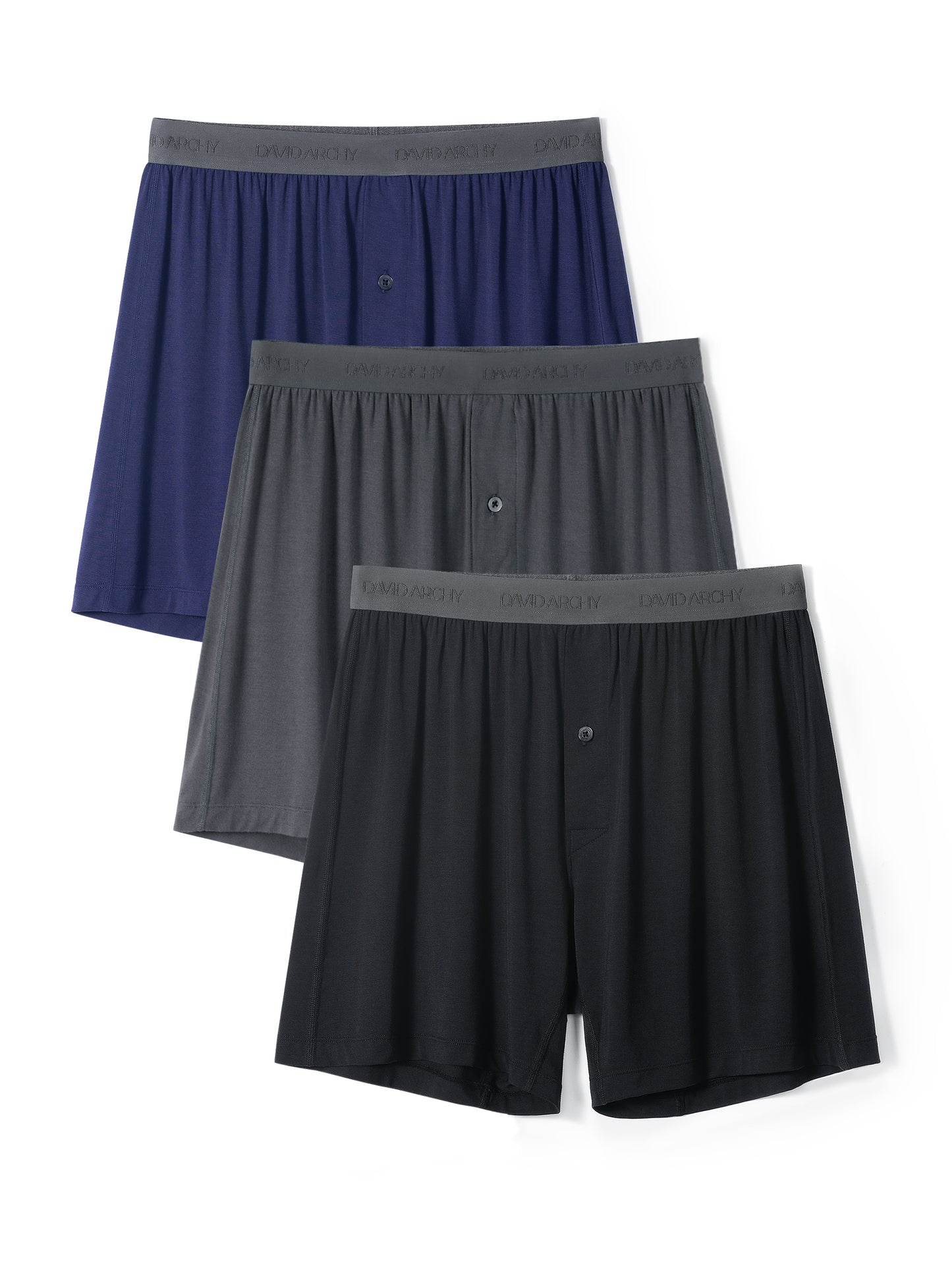 3 Pack Men's Bamboo Rayon Boxers – Breathable, Cool Shorts with Button Fly
