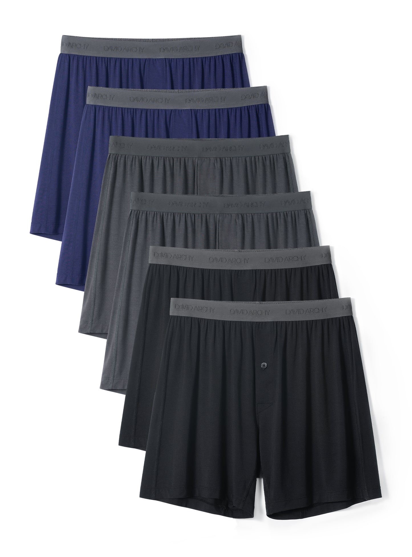 5 Pack Men's Bamboo Rayon Boxers – Breathable, Cool Shorts with Button Fly