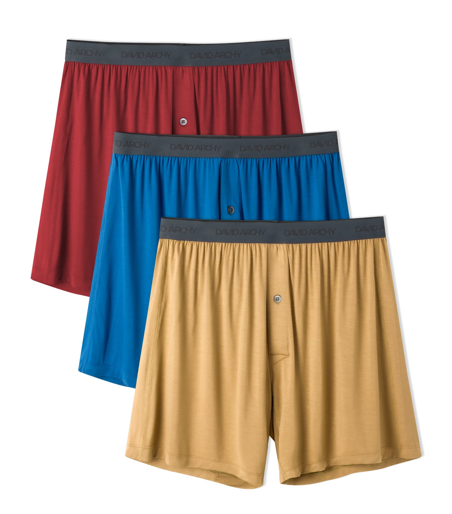 3 Pack Men's Bamboo Rayon Boxers – Breathable, Cool Shorts with Button Fly