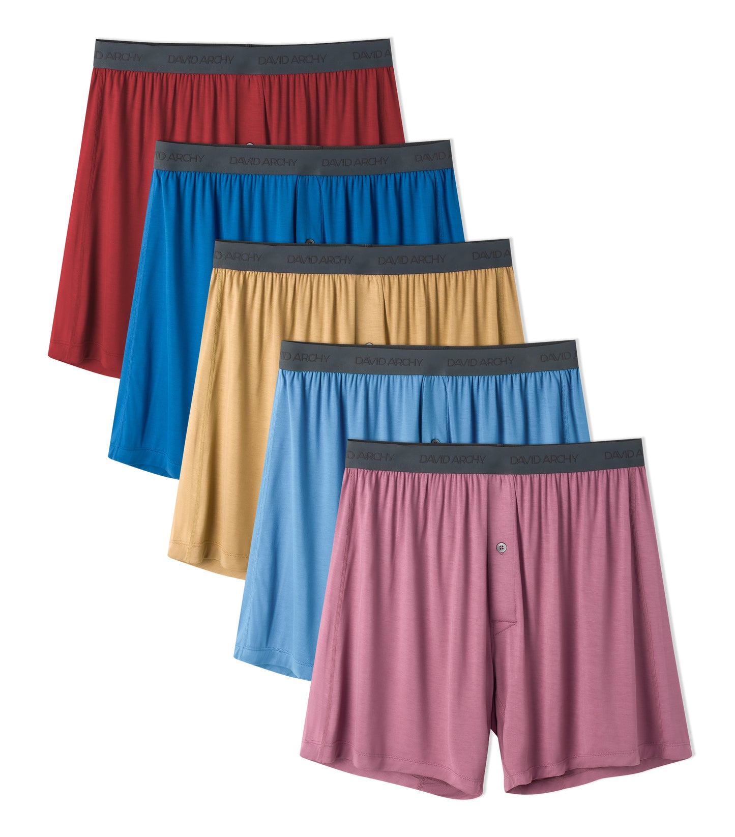 5 Pack Men's Bamboo Rayon Boxers – Breathable, Cool Shorts with Button Fly