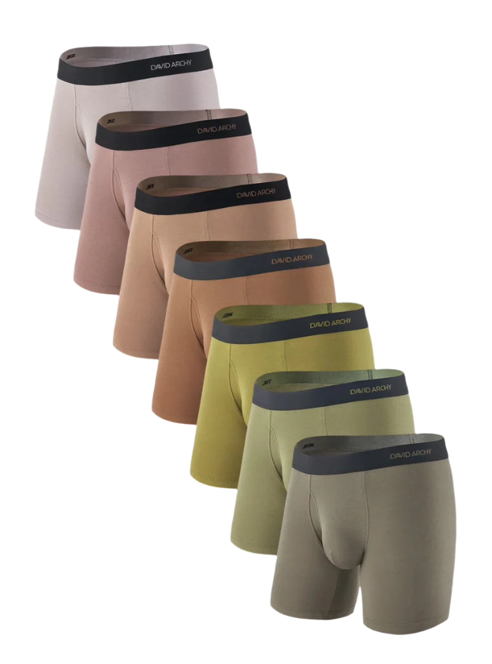 Men's Bamboo Rayon Boxer Briefs with 3D Pouch – 7 Pack, Earth Colors