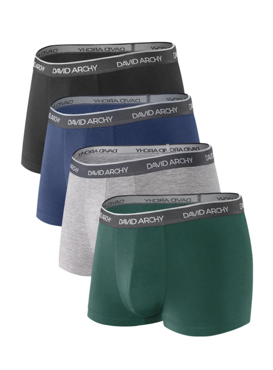 4 Pack Men's Bamboo Rayon Trunks – No Fly Underwear with Pouch