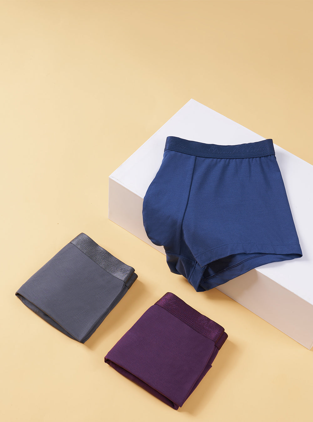 Men's Long Micro Modal Trunks – Ultra Soft Support Pouch Boxer Briefs, 3 Pack