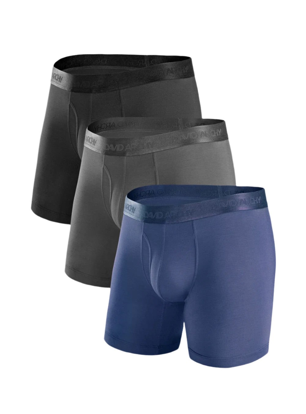 Men's Long Micro Modal Trunks – Ultra Soft Support Pouch Boxer Briefs, 3 Pack