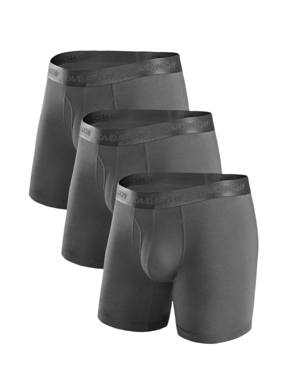 Men's Long Micro Modal Trunks – Ultra Soft Support Pouch Boxer Briefs, 3 Pack