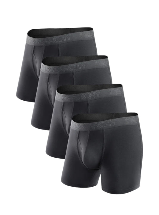 4 Pack Men's Breathable Bamboo Rayon Boxer Briefs with Fly