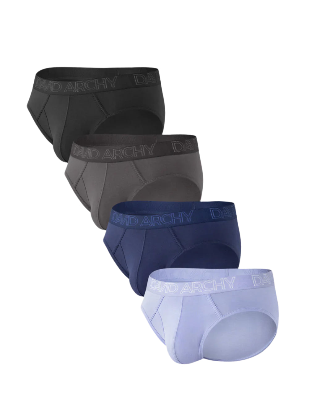 Men's Bold Letters Moisture Wicking Bamboo Rayon Briefs, 4 Pack