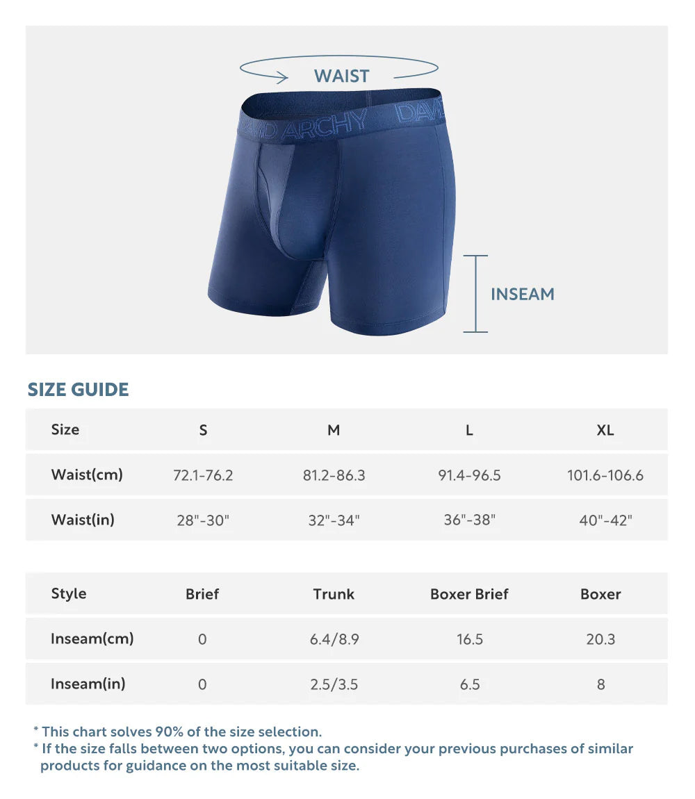 Men's Bold Letters Moisture Wicking Bamboo Rayon Briefs, 4 Pack