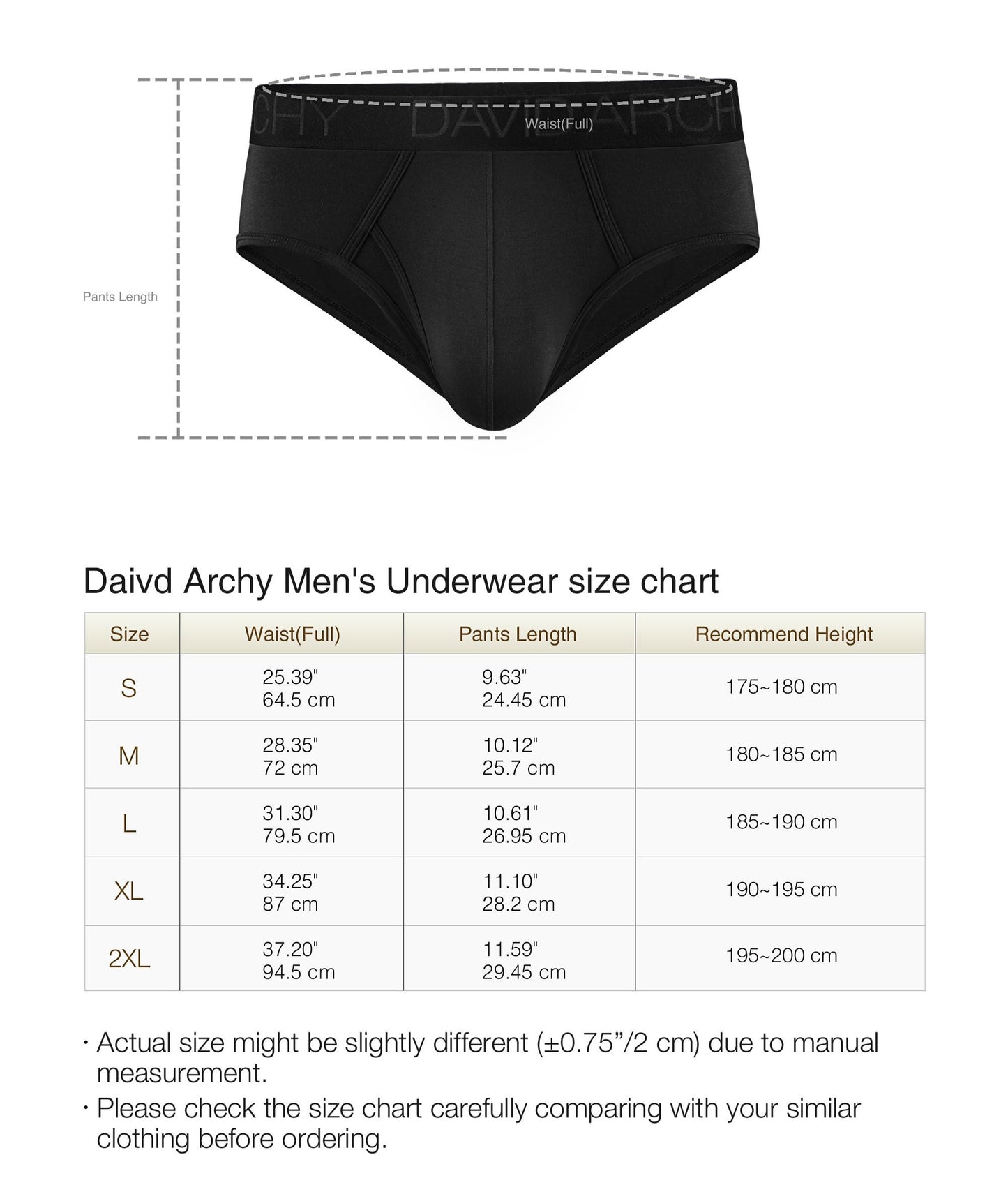 Men's Bamboo Rayon Flyless Briefs – Super Soft, Breathable 3D Pouch Underwear, 7 Pack