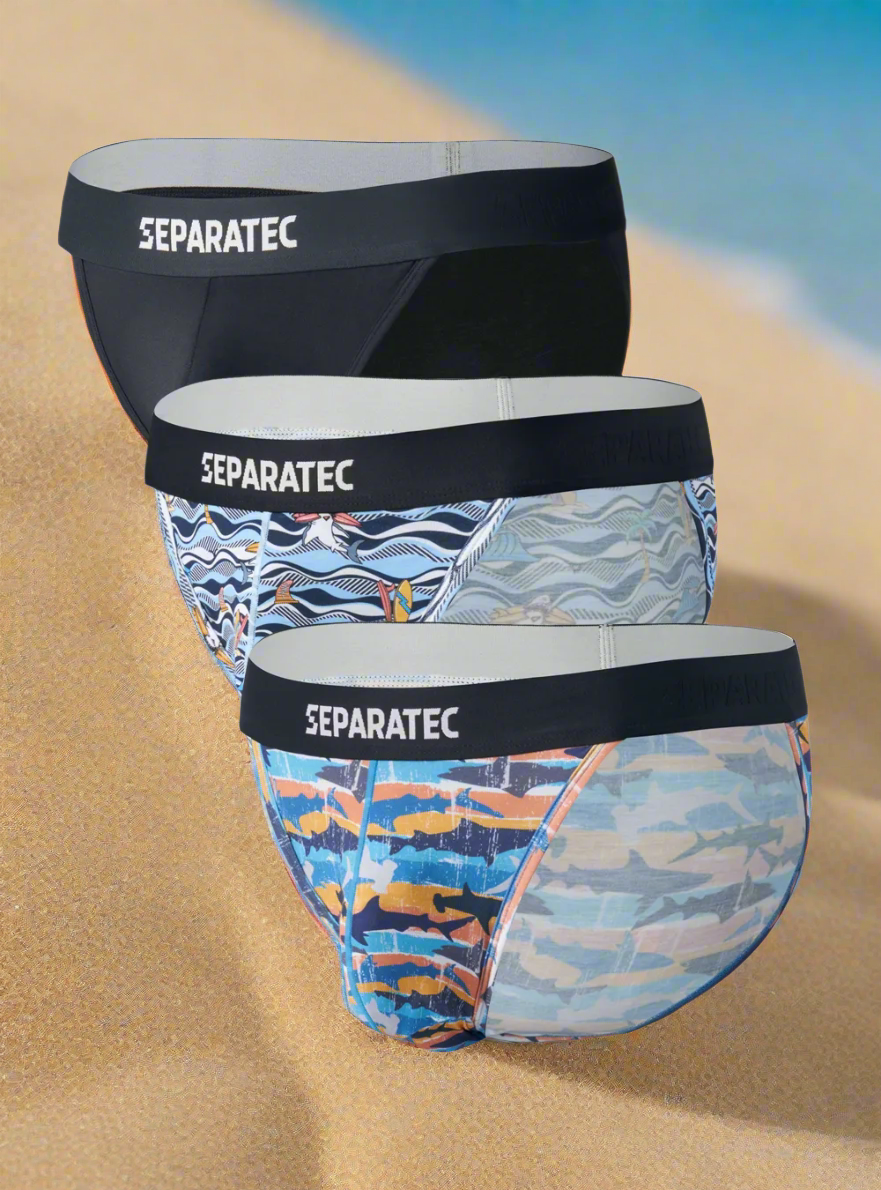 Tropical Shark/Lemon Printed Bamboo Rayon Bikinis 3 Pack