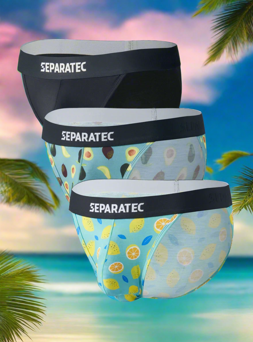 Tropical Shark/Lemon Printed Bamboo Rayon Bikinis 3 Pack