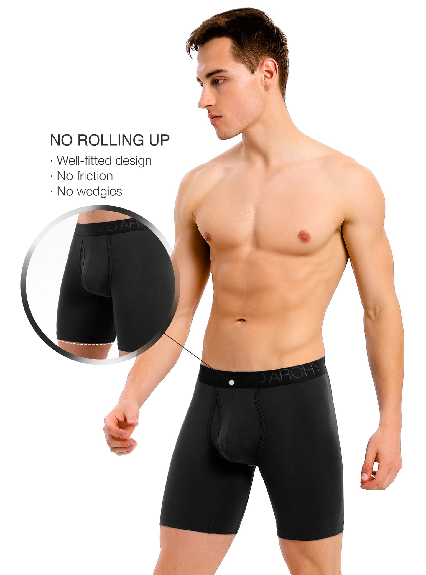 4 Pack Men's Breathable Bamboo Rayon Boxer Briefs with Fly