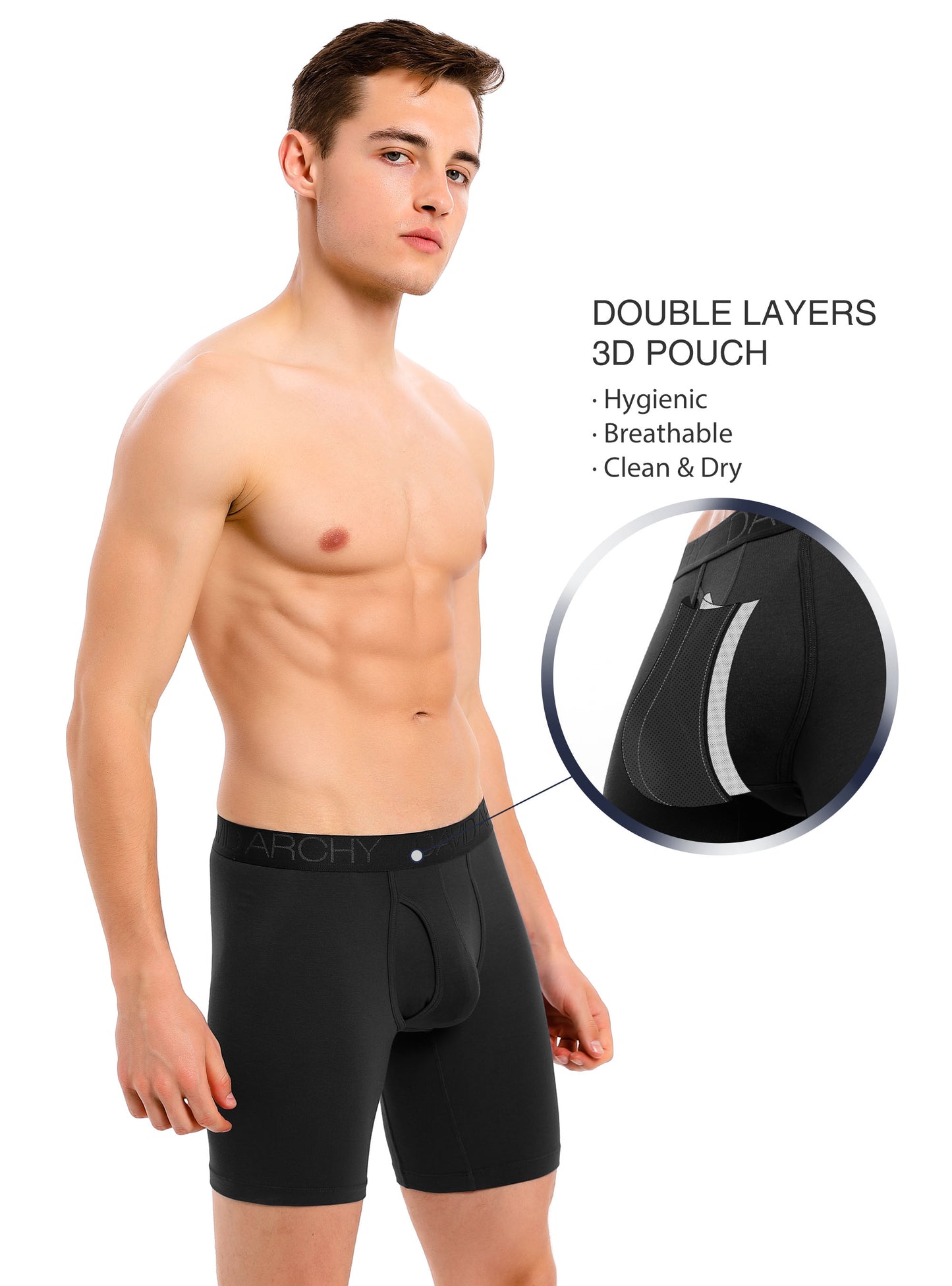 4 Pack Men's Breathable Bamboo Rayon Boxer Briefs with Fly